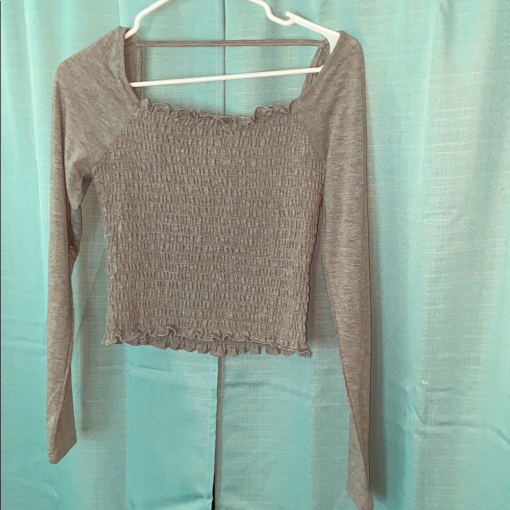 Gray cropped long sleeve